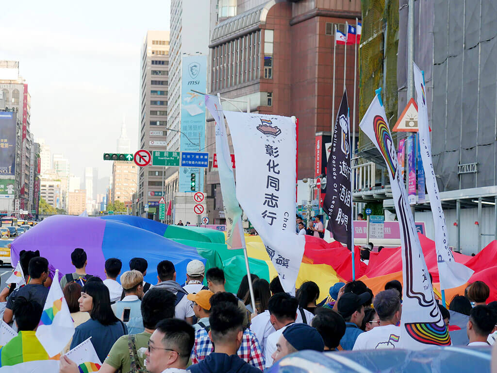 The contingent of 2018 Taiwan LGBT Pride paraders on Guanqian Rd
