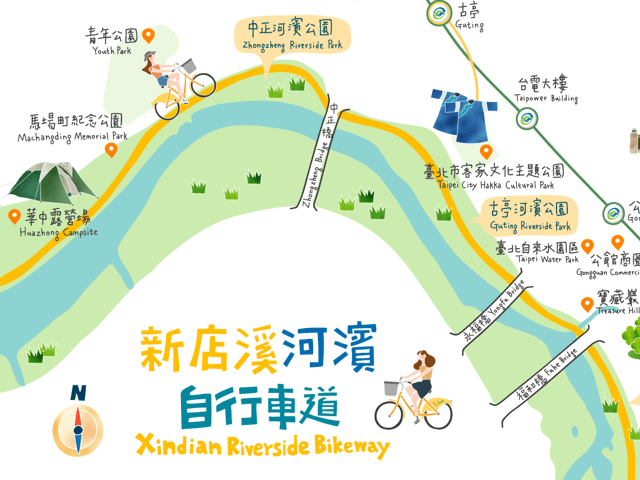 新店渓河浜サイクリングロードマップ