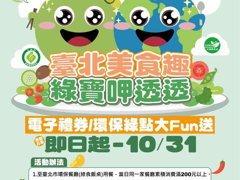 「臺北美食趣   綠寶呷透透」  環保餐廳用餐   有機會拿逾千元好禮！