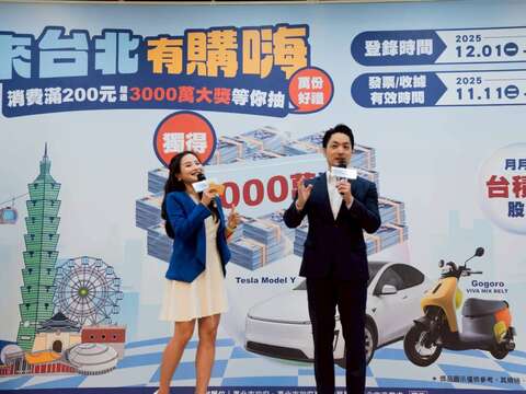 「來台北有購嗨！」月月抽好禮首抽台積電股票得主出爐！ 12/24至1/1期間限定 抽獎機會再翻倍！ 累計登錄破10億元 加碼美國雙人來回機票！