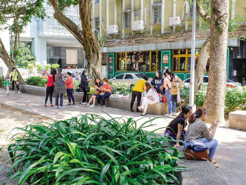 ​​​​​​​開放的で緑があふれる双城公園は、リトル・フィリピンへ買い物に来た人たちにやすらぎを与える休憩スポットです。