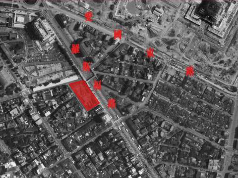 1979年到1984年航測影像圖顯示，舊南門市場拆除中(照片來源臺北市政府都市發展局歷史圖資展示系統)