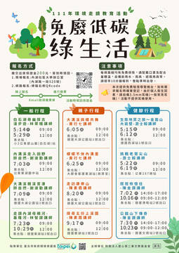 111年「免废低碳绿生活」-环境教育走读活动-海报(图片来源：台北市内湖社区大学)