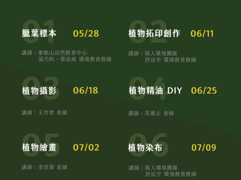 「植感生活月」设计了7种不同主题的植物活动。(图片来源：台北市政府工务局公园路灯工程管理处)