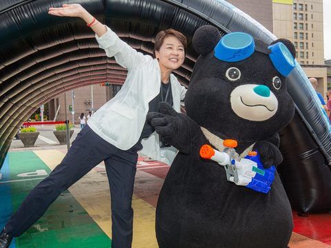 黃珊珊副市長邀請大家來2022臺北河岸童樂會跟著熊讚一起歡樂一夏(圖片來源：臺北市政府觀光傳播局)