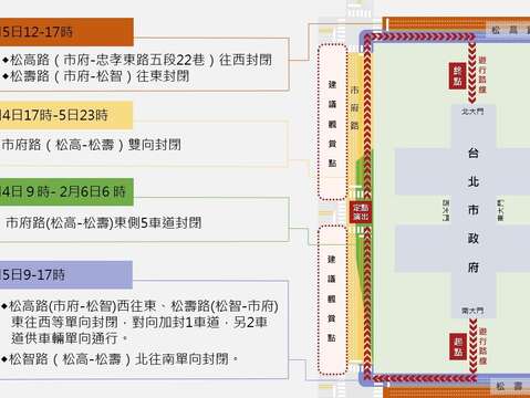 2023台灣燈會踩街遊行交通管制說明圖(圖片來源：臺北市政府文化局)
