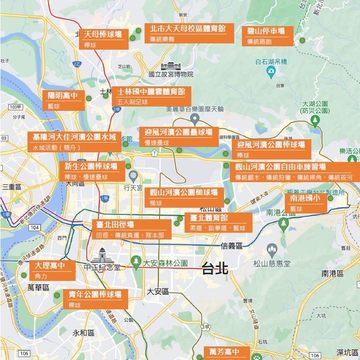 112年原民運在臺北各競賽場地圖(圖片來源：臺北市政府觀光傳播局)