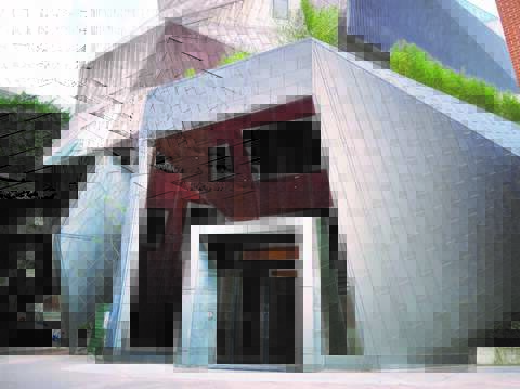 NTNU Art Museum is constructed of 192.8 pieces of triangle-shaped pure titanium plating, and is the first 360-degree architectural construction made of such materials in Taiwan. (Photo/Yuskay Huang)