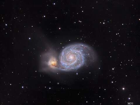 母子星系，又稱M51(圖片來源：臺北市立天文科學教育館)