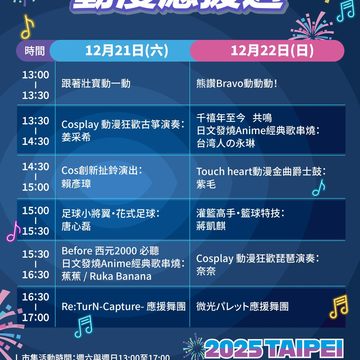 「臺北最High新年城」跨年系列活動，「動漫應援週」互動活動與舞臺表演(圖片來源：臺北市政府觀光傳播局)