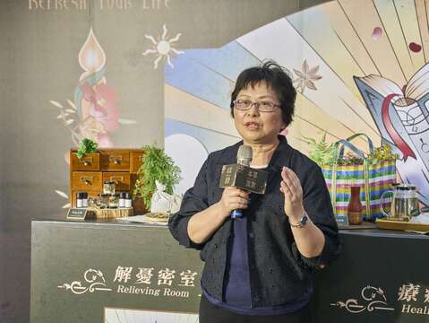 臺北市商業處江美玲副處長現場致詞(圖片來源：臺北市商業處)