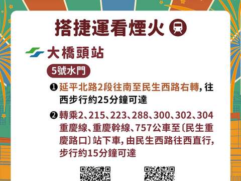 大橋頭站捷運看煙火(圖片來源：臺北市政府交通局)