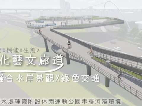 河濱自行車牽引道預想圖(圖片來源：臺北市政府工務局衛生下水道工程處)