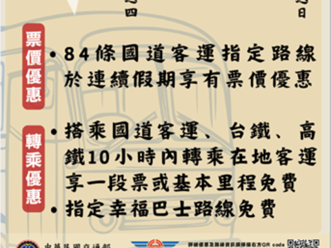 光復節連續假期公共運輸優惠