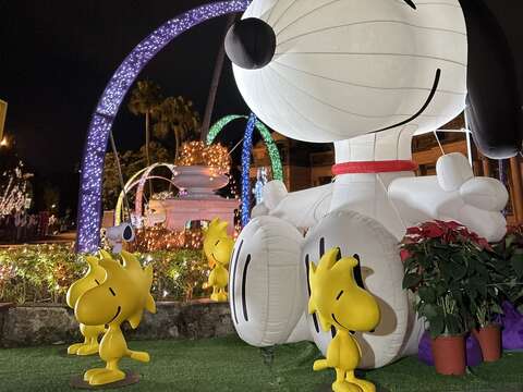 公館聖誕季11月29日在自來水園區浪漫開幕,「史努比」遍佈園區(圖片來源:臺北自來水事業處)