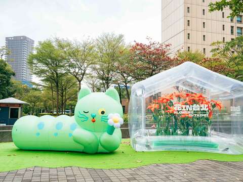 期間限定裝置藝術「春之幻境溫室」（圖片來源：臺北市政府工務局公園路燈工程管理處）