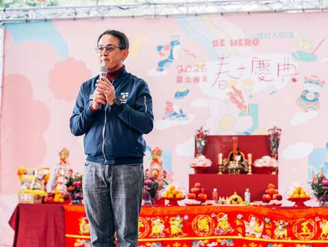 吳文德主委感謝大家參與2026春之慶典。（圖片來源：臺北市政府客家事務委員會）