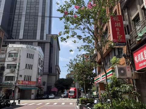 西園路紫薇搭配仙丹複層式花臺（圖片來源：臺北市政府工務局公園路燈工程管理處）