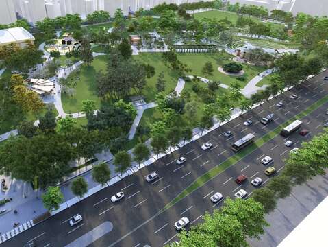 榮星花園公園改造後街景示意圖(圖片來源:臺北市政府工務局公園路燈工程管理處)