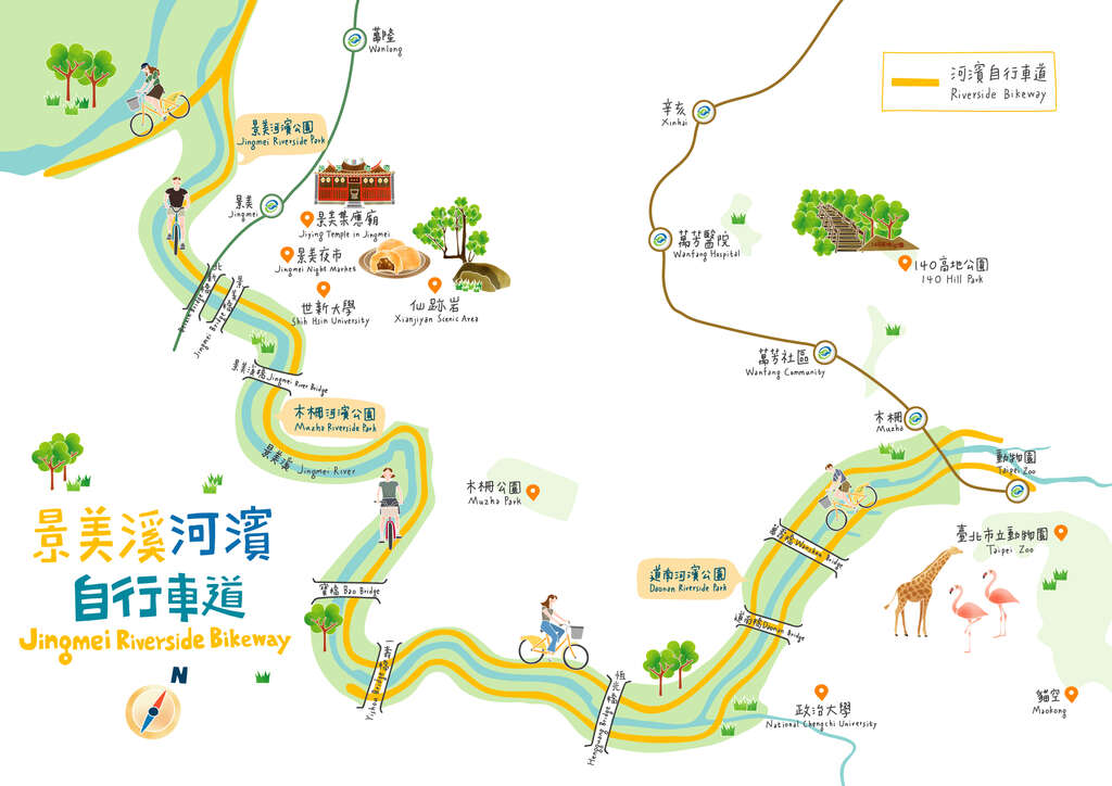 Jingmei Riverside Bikeway Map