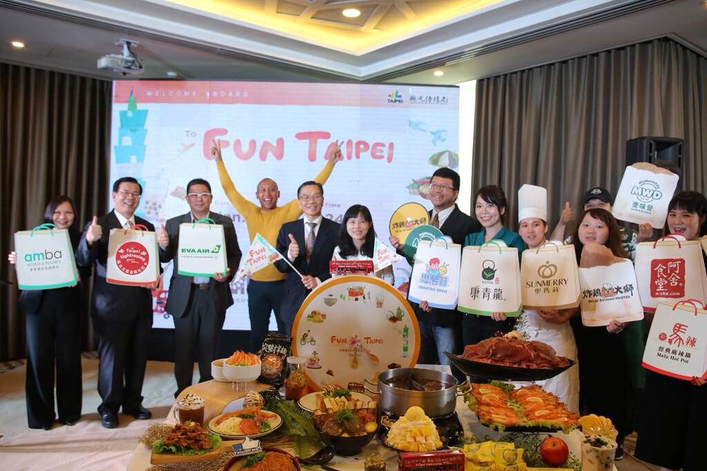 發表會現場以24小時吃不停美食為主題，邀請台北多家餐飲業者現場宣傳，強力號召菲律賓旅客加入Fun Taipei行列。