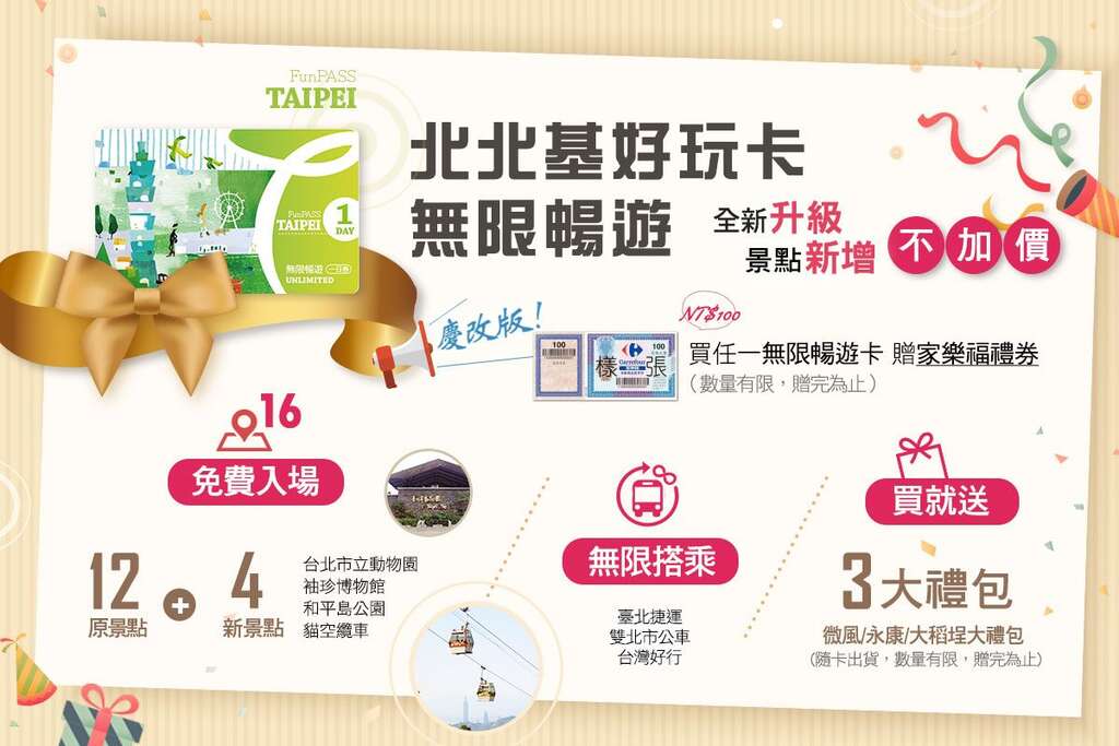 北北基好玩卡無限暢遊 全新升級 景點新增不加價