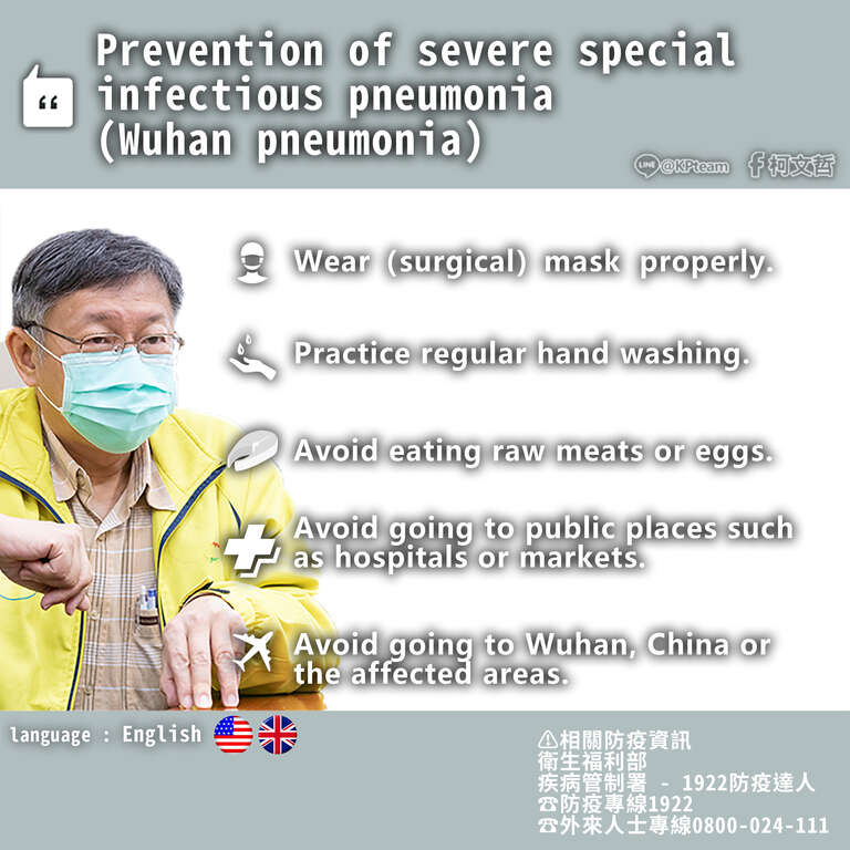 Prevention of severe special infectious pneumonia (Wuhan pneumonia)