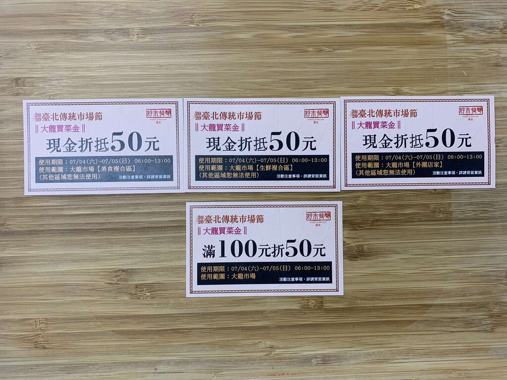 參加大龍深度導覽活動贈品(二)-大龍市場買菜金