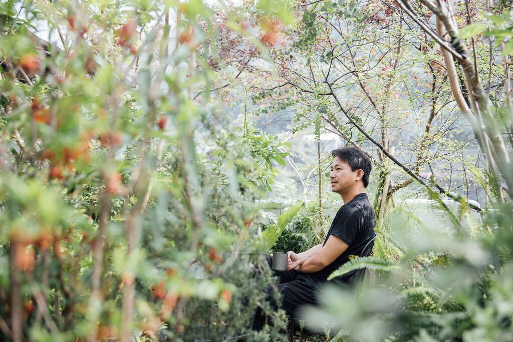 吳書原自家陽台有多達150種植物，他認為人處在山林的自然狀態裡才能得到最好的休憩效果。（攝影／林冠良）