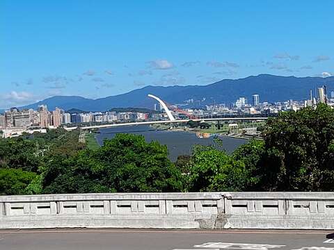 「剣潭山遊歩道」から台北を眺める