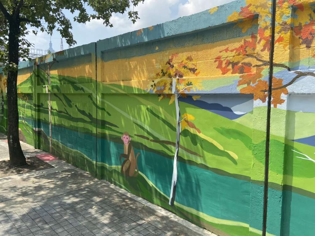 台北市抚远、松山变电所围墙动物猴子彩绘美化