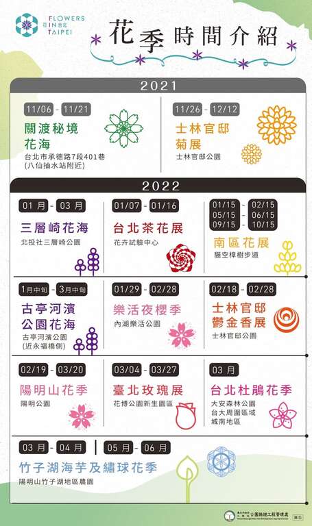 2022花in台北花季时间排程方便您提前安排赏花行程