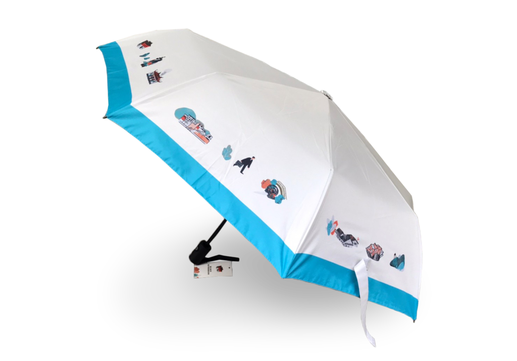 「台北城市散步晴雨两用伞」自动摺叠功能，不仅防泼水，同时抗UV，防晒防风功能加倍