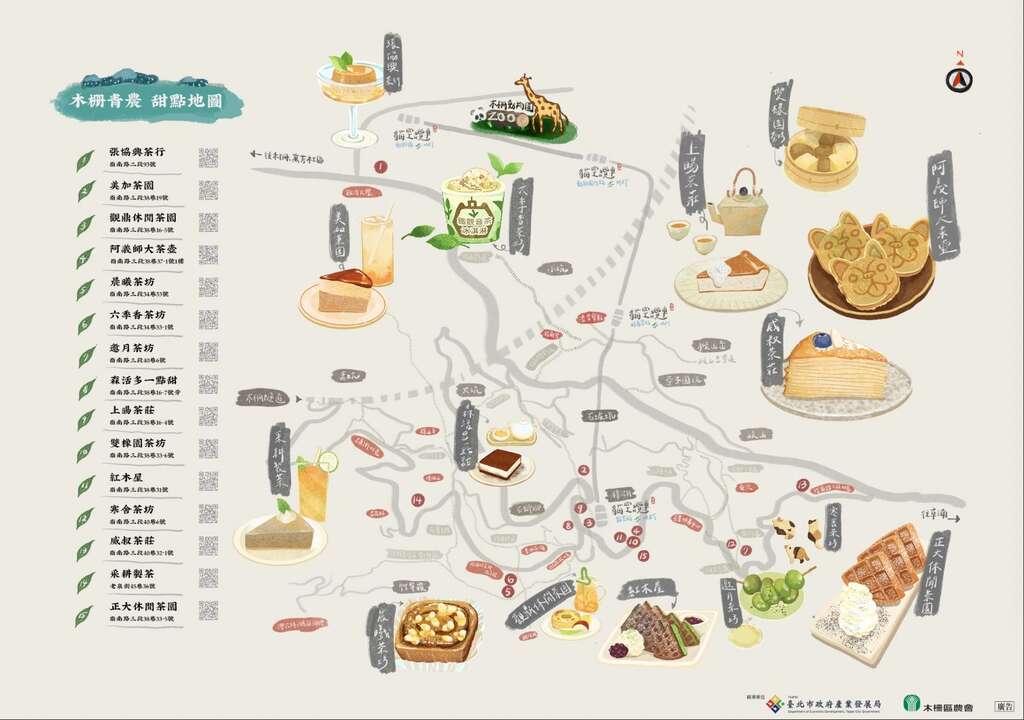 貓空茶山甜食地圖(圖片來源：臺北市政府產業發展局)