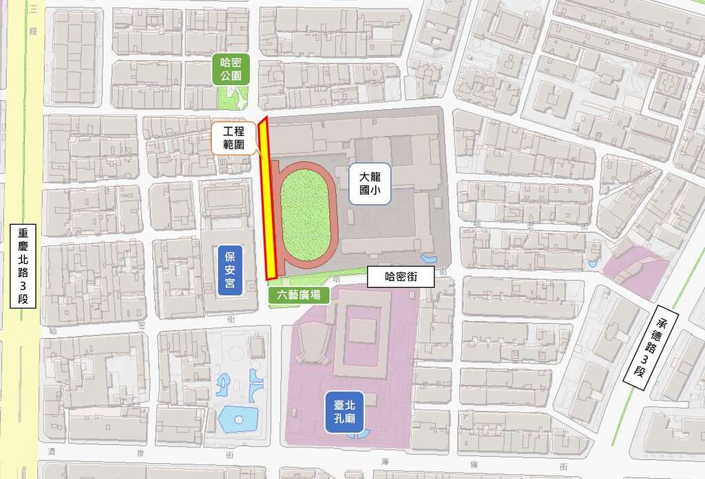 工程范围平面图(图片来源：台北市政府工务局新建工程处)