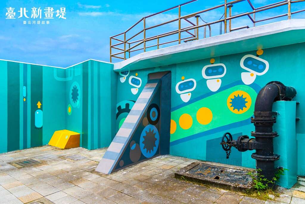 重量级设计师吴介民将抽水站与机器概念结合(图片来源：台北市政府工务局水利工程处)