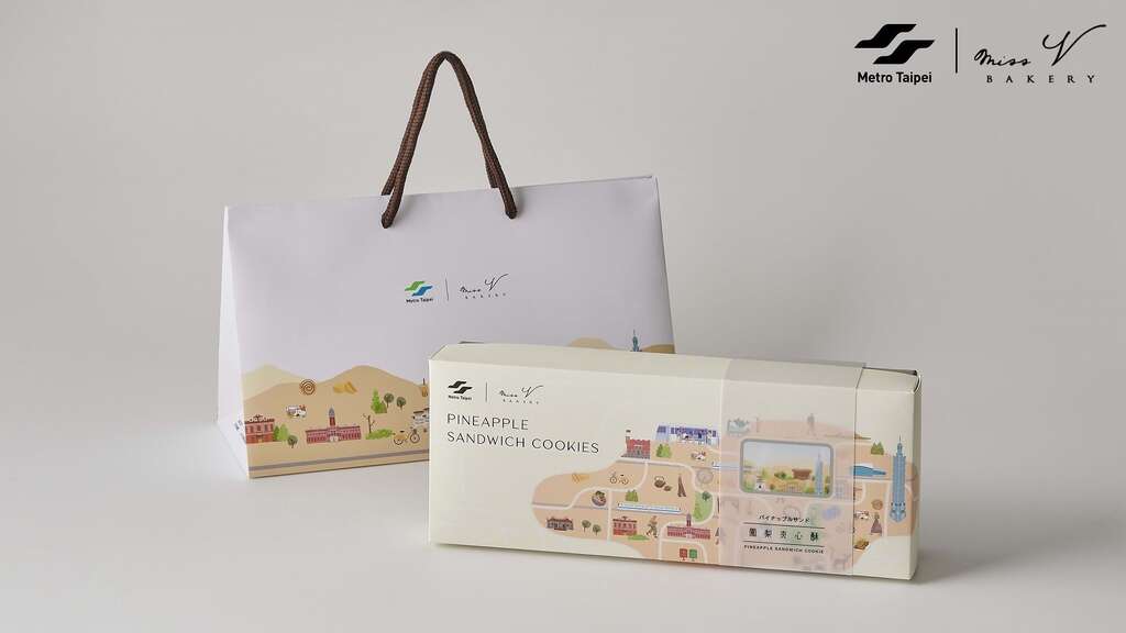 禮盒包裝設計亦別具巧思，以插畫風格描繪捷運沿線著名景點(圖片來源：臺北大眾捷運股份有限公司)