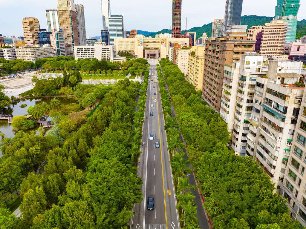 市府迎宾道-仁爱路(图片来源：台北市政府工务局公园路灯工程管理处)