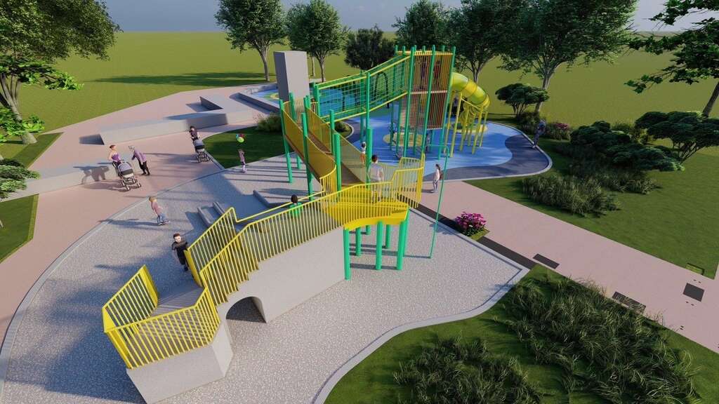 富民生態公園兒童遊戲場願景圖俯視照(圖片來源：臺北市政府工務局公園路燈工程管理處)