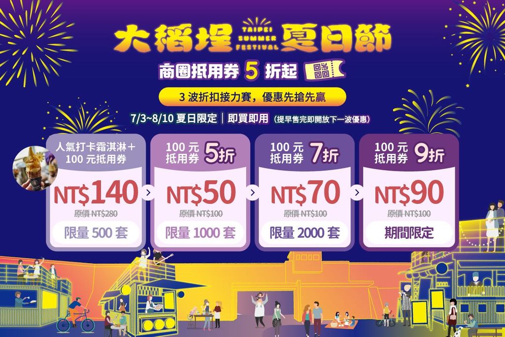 设好闹铃准备开抢，3波折扣接力赛！7月3日上午十点准时开卖(图片来源：台北市政府观光传播局)