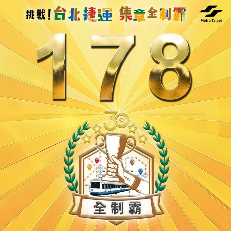 已有178位會員，達成集章全制霸。(圖片來源：臺北大眾捷運股份有限公司)