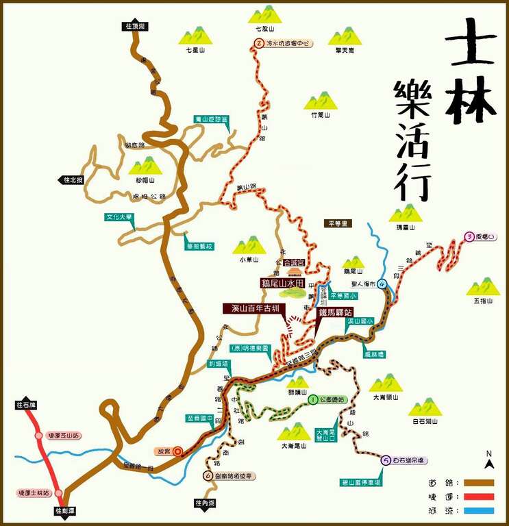 士林地區旅遊導覽路線圖(圖片來源：臺北市政府工務局大地工程處)