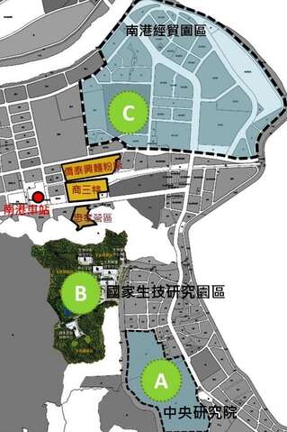 生技产业聚落策略基地位置图