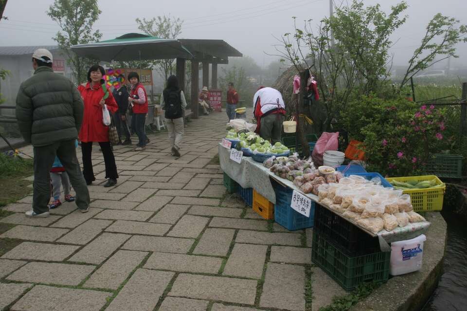在观光热门区域的竹子湖，常可看到小农贩售农产品。（刘克襄摄）
