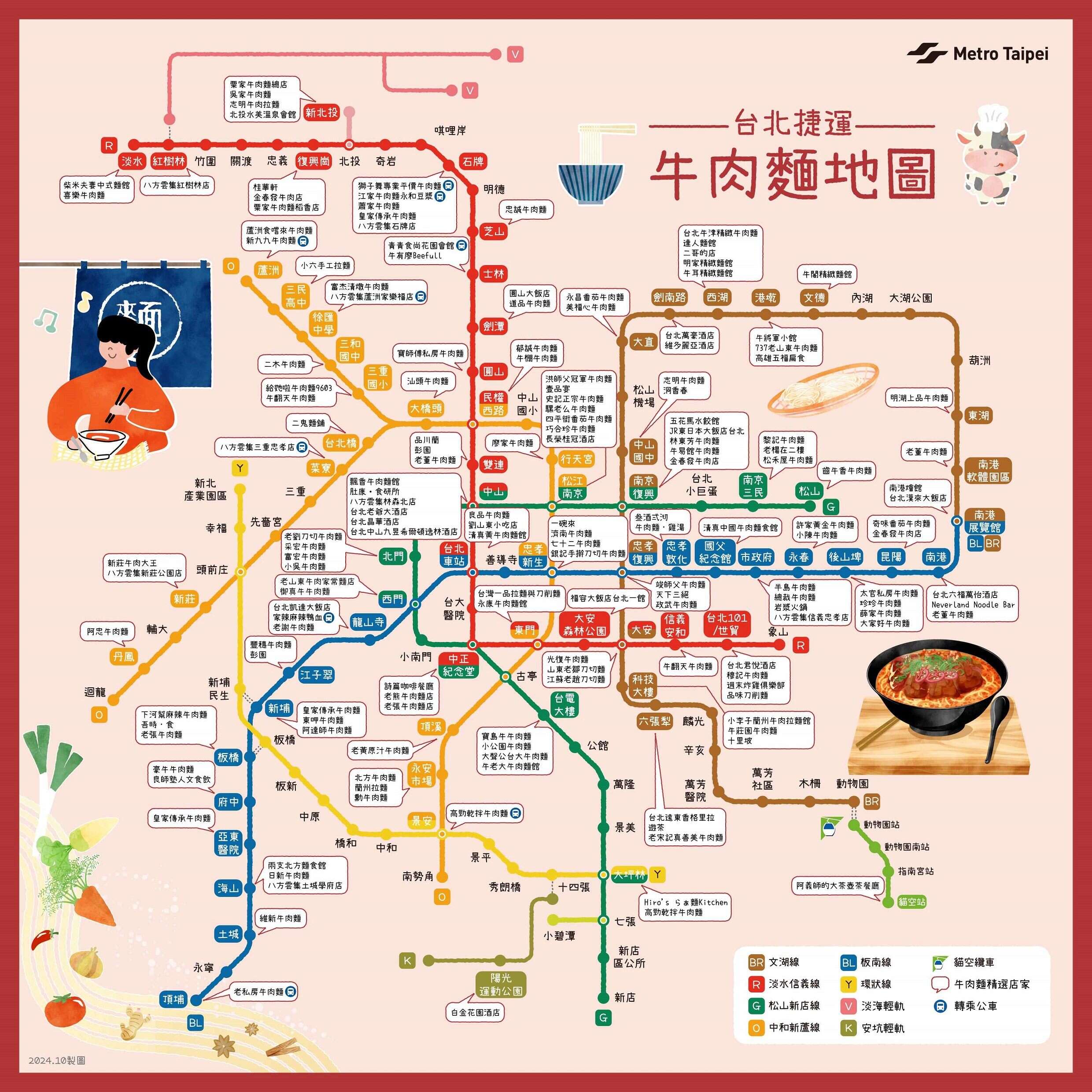 牛肉面地图(图片来源：台北大众捷运股份有限公司)