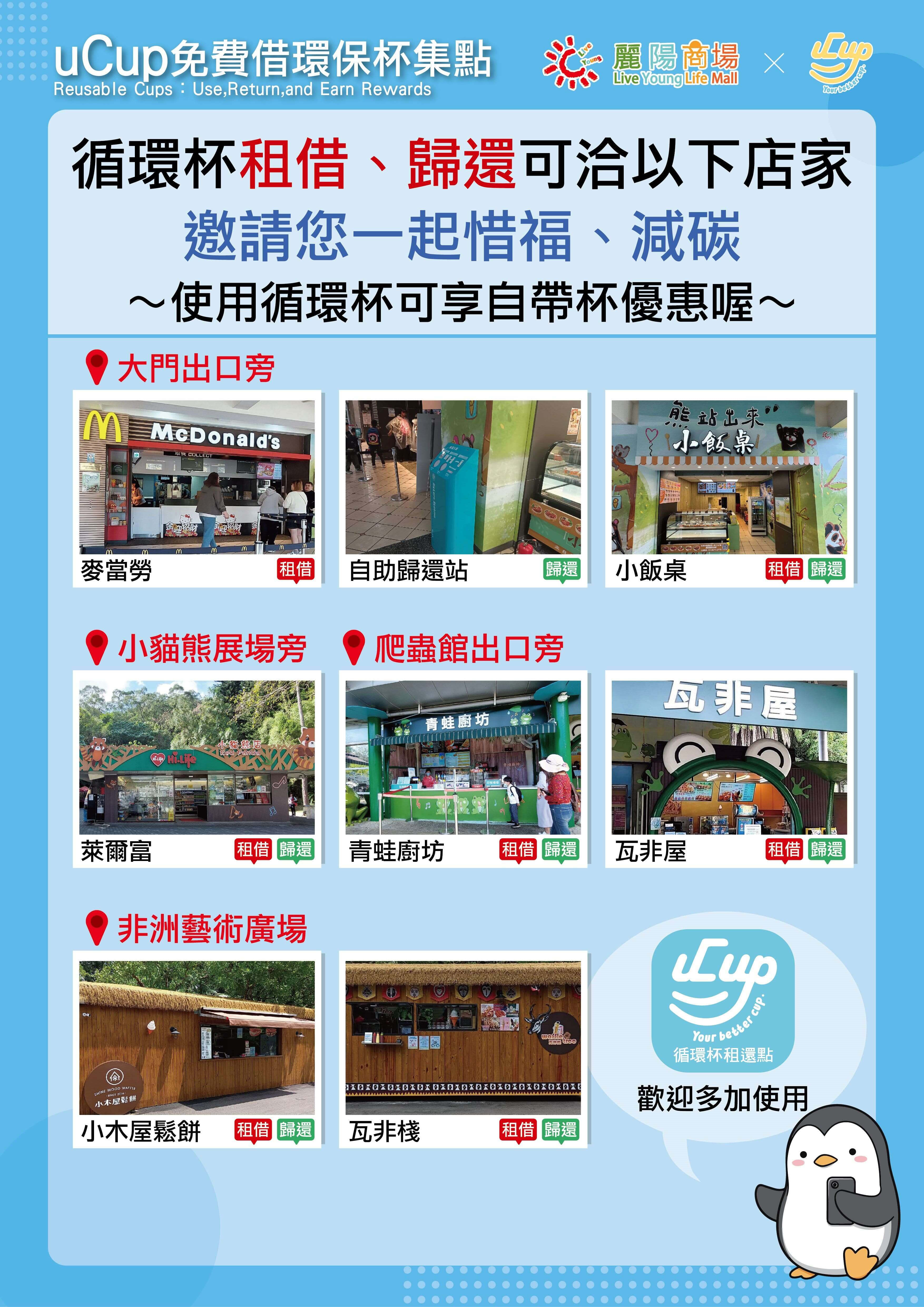 动物园内也推出循环杯借用服务，邀请游客一起参与(图片来源：台北市立动物园)