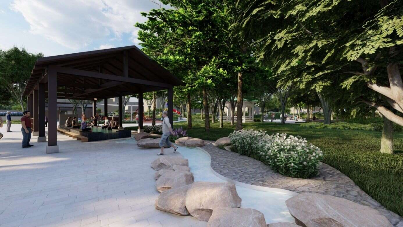 足湯展現出北投特有的溫泉文化與環境特色塑造公園的亮點空間(圖片來源：臺北市政府工務局公園路燈工程管理處)