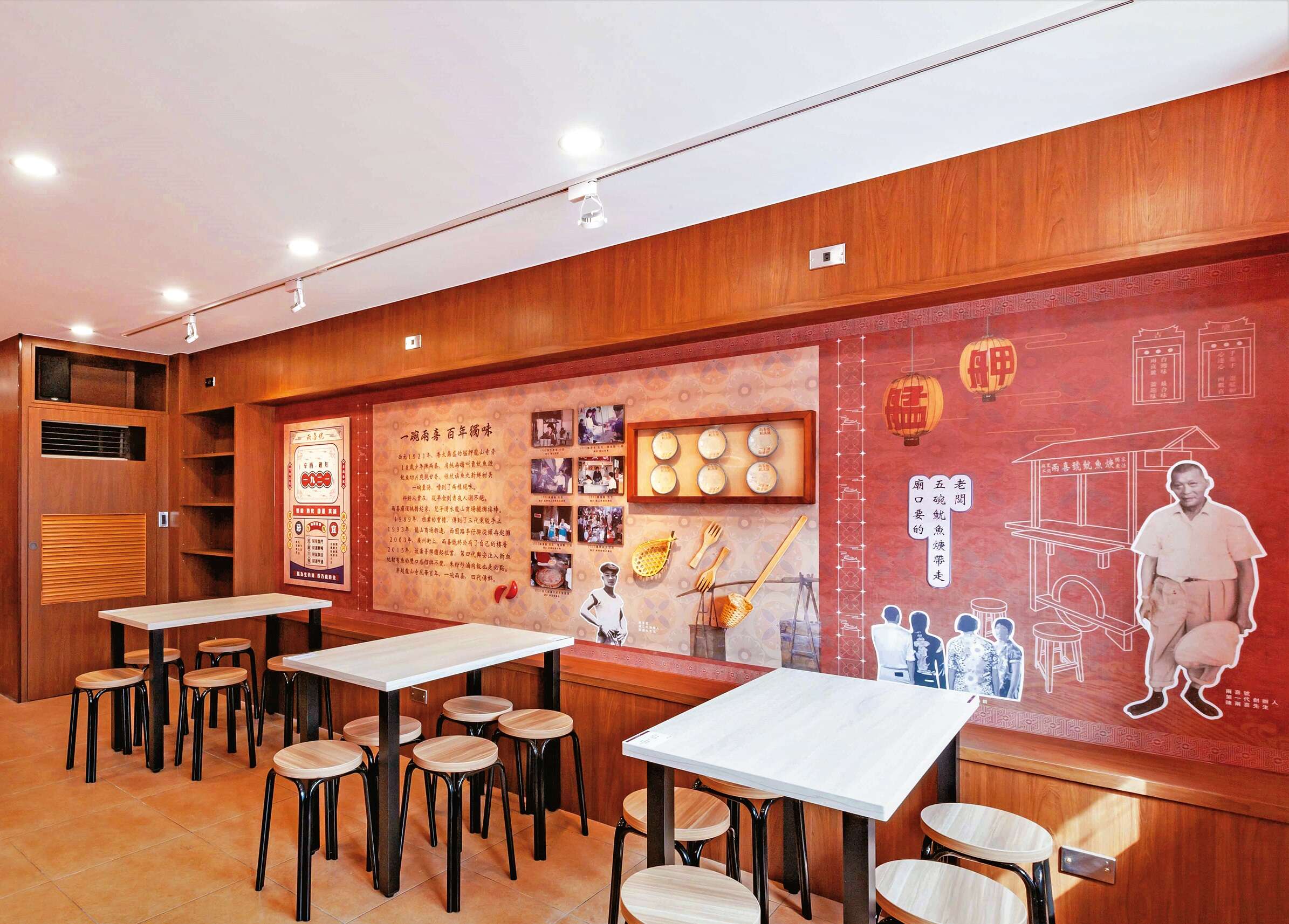 P10-13 老店再造-４ 「两喜号」的墙面展示店家故事与艋舺文化。（图／台北市商业处）