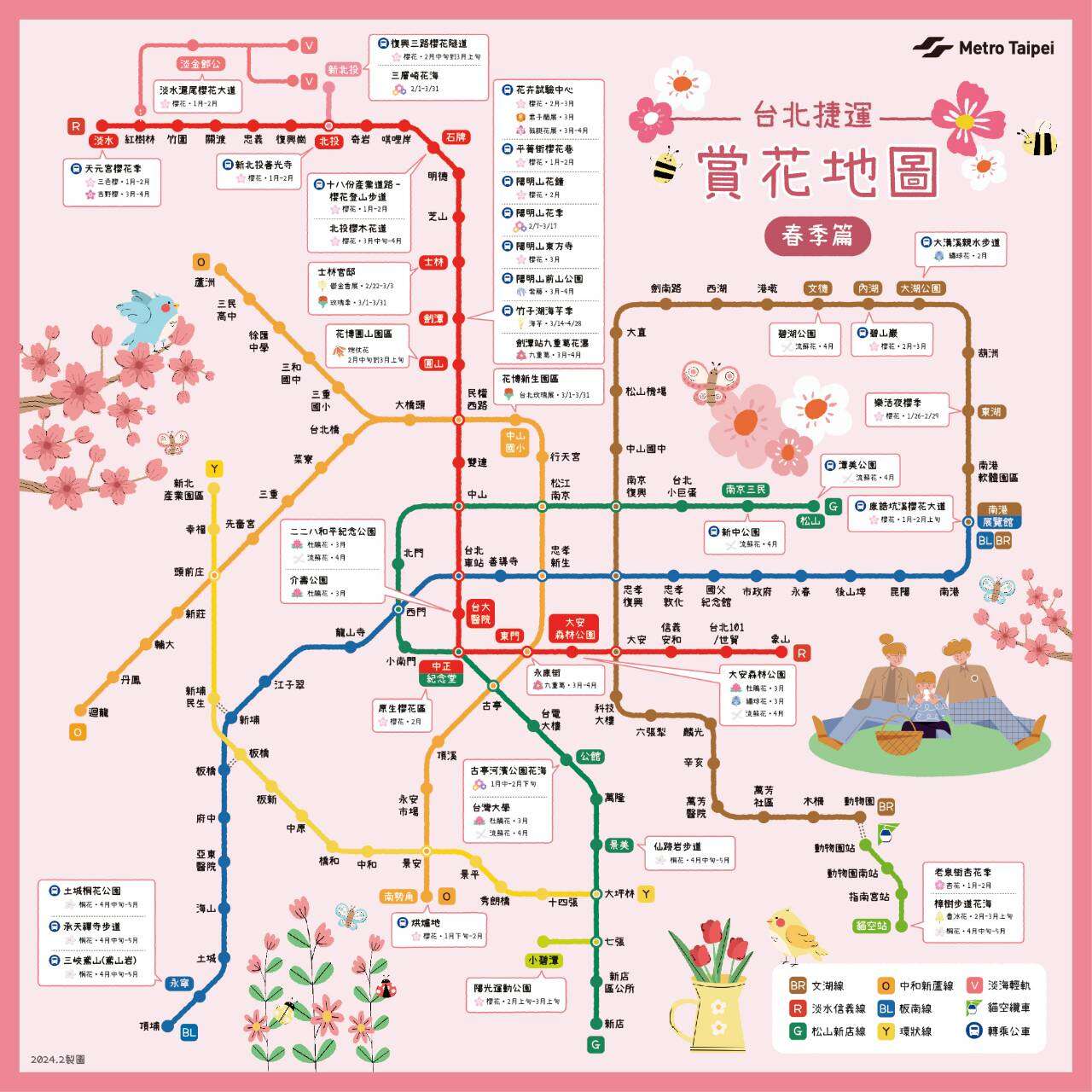 赏花地图（图片来源：台北大众捷运股份有限公司）