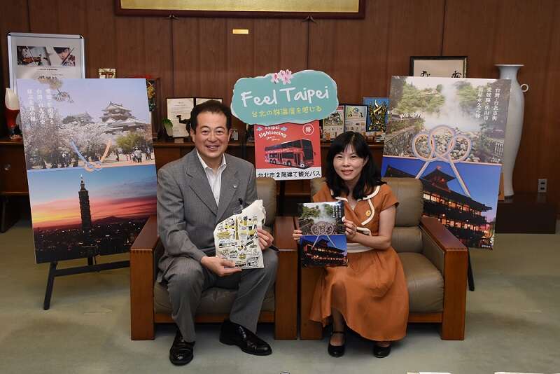 互送旅客计画启动！松山市长野志克仁与台北市观传局副局长陈誉馨共同推广两市旅客互访